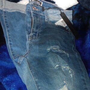 Distressed Blue Jeans